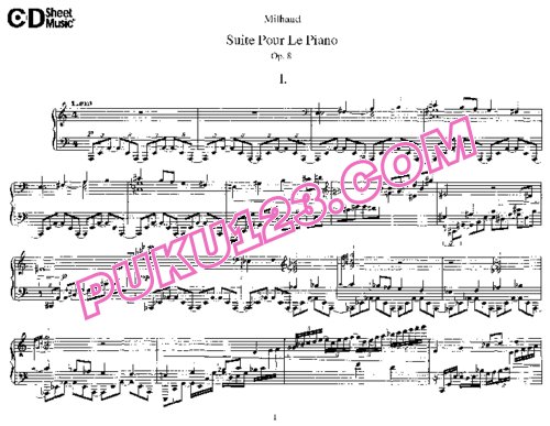 天天钢琴网-免费下载Milhaud - Suite Pour Le Piano Op.8