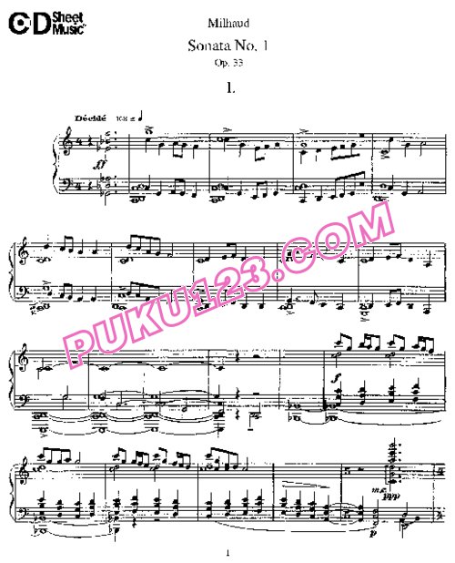 天天钢琴网-免费下载Milhaud - Sonate pour piano No.1 Op.33