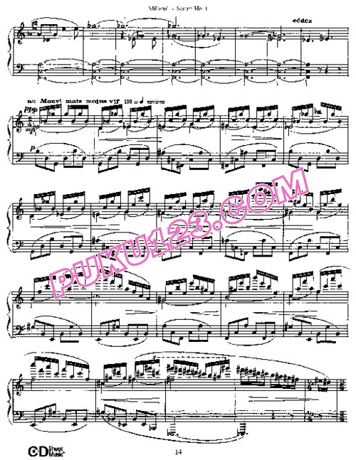 天天钢琴网-免费下载Milhaud - Sonate pour piano No.1 Op.33