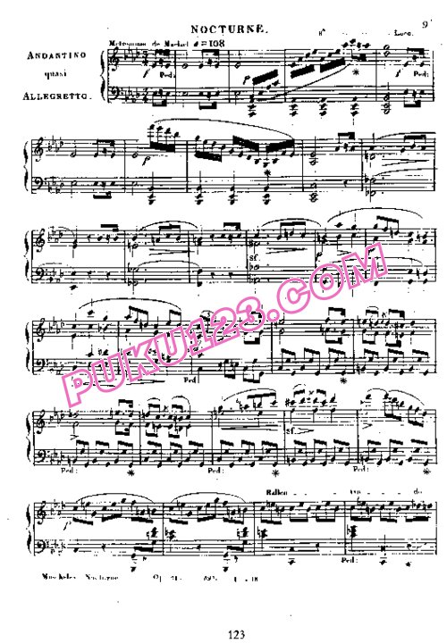 天天钢琴网-免费下载Moscheles - Nocturne in A flat Major Op.71
