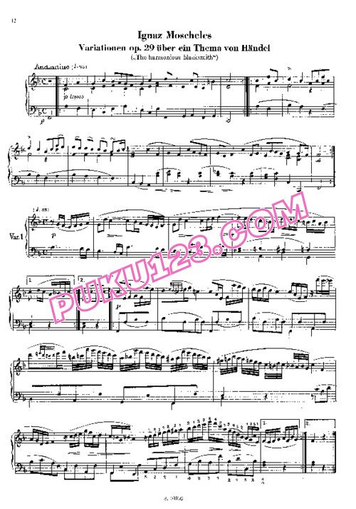 天天钢琴网-免费下载Moscheles - Variations sur un thème de Handel