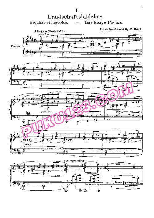 天天钢琴网-免费下载Moszkowski - 6 Fantasiestücke Op.52 (Except) 其余5首乐谱
