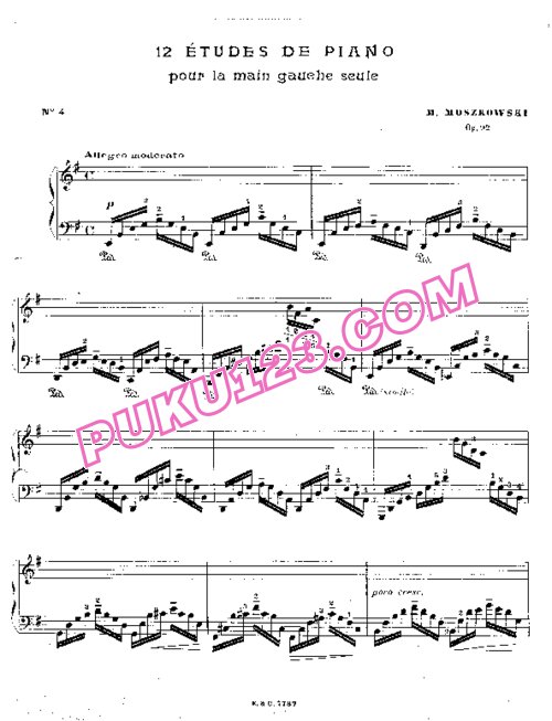 天天钢琴网-免费下载Moszkowski - 12 Etudes For The Left Hand Op.92
