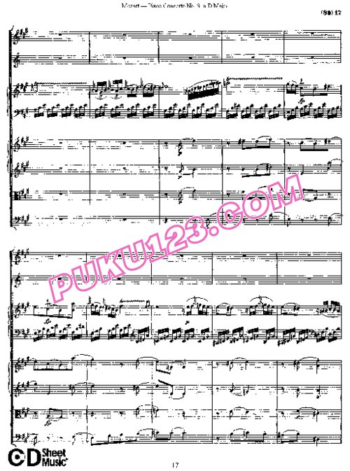天天钢琴网-免费下载03.Mozart - Piano Concerto No.3 in D Major K.40 - Full Score