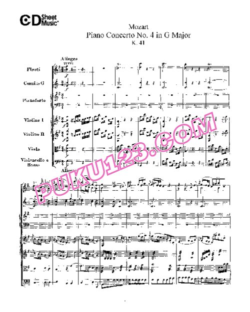 天天钢琴网-免费下载04.Mozart - Piano Concerto No.4 in G Major K.41 - Full Score