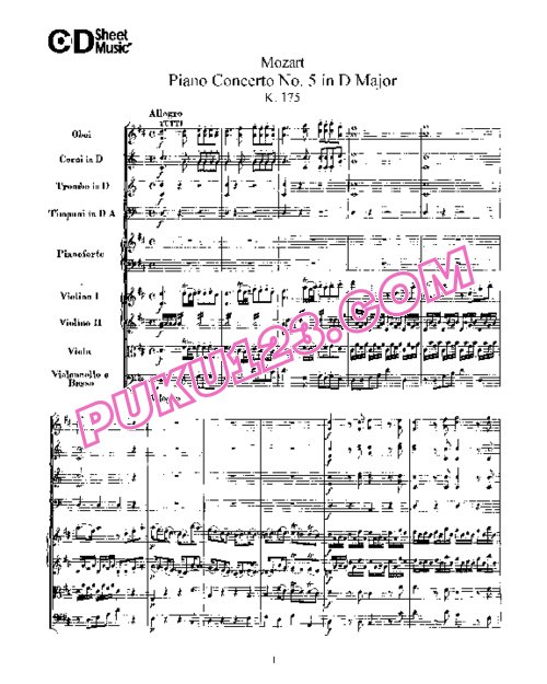 天天钢琴网-免费下载05.Mozart - Piano Concerto No.5 in D Major K.175 - Full Score