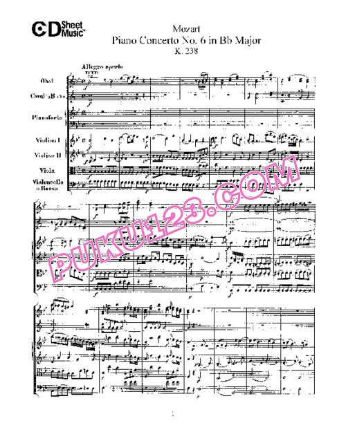 天天钢琴网-免费下载06.Mozart - Piano Concerto No.6 in Bb Major K.238 - Full Score