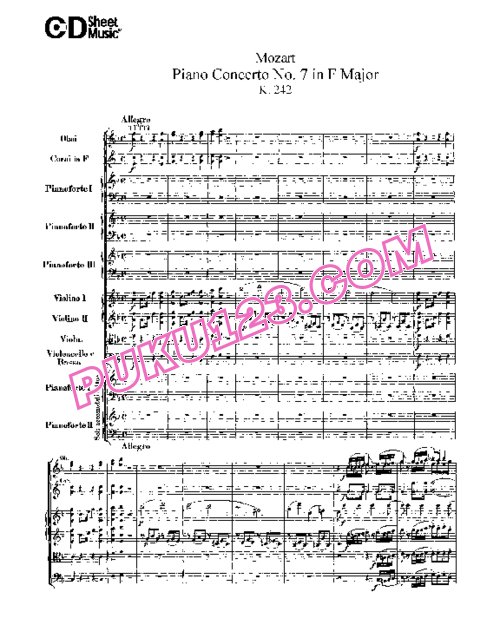 天天钢琴网-免费下载07.Mozart - Piano Concerto No.7 in F Major for 3 Pianos K.242 - Full Score