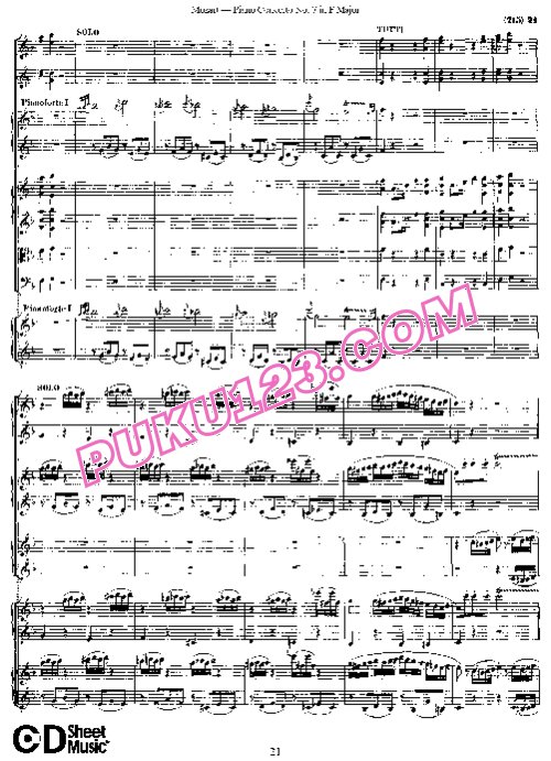 天天钢琴网-免费下载07.Mozart - Piano Concerto No.7 in F Major for 3 Pianos K.242 - Full Score