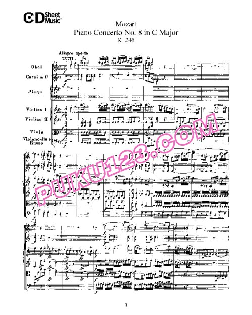 天天钢琴网-免费下载08.Mozart - Piano Concerto No.8 in C Major K.246 - Full Score