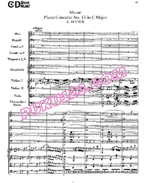天天钢琴网-免费下载13.Mozart - Piano Concerto No.13 in C Major K.415,387b - Full Score