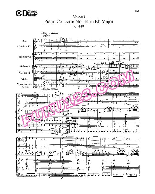 天天钢琴网-免费下载14.Mozart - Piano Concerto No.14 in Eb Major K.449 - Full Score