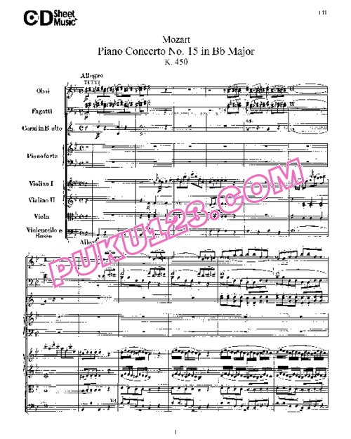 天天钢琴网-免费下载15.Mozart - Piano Concerto No.15 in Bb Major K.450 - Full Score