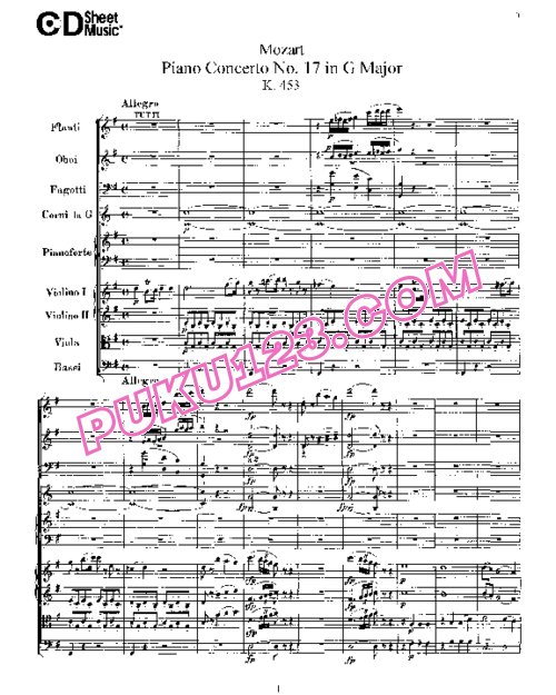 天天钢琴网-免费下载17.Mozart - Piano Concerto No.17 in G Major K.453 - Full Score