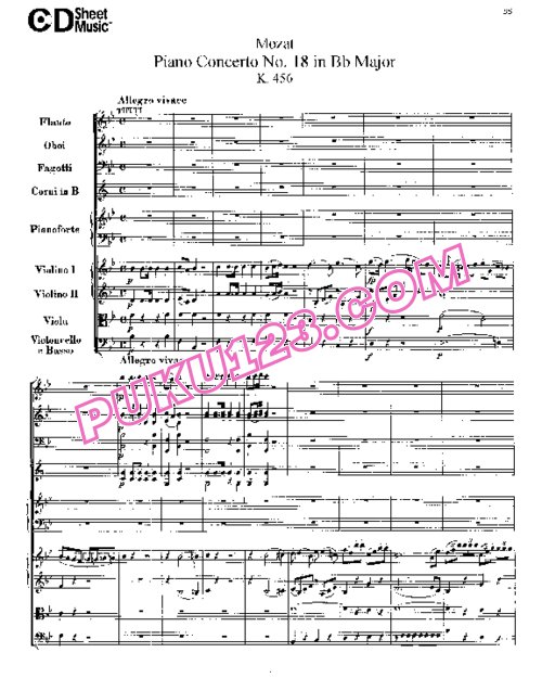 天天钢琴网-免费下载18.Mozart - Piano Concerto No.18 in Bb Major K.456 - Full Score