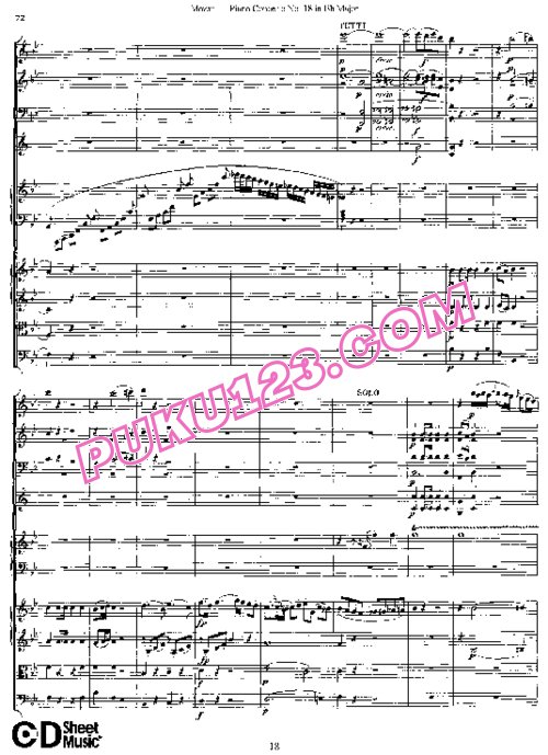 天天钢琴网-免费下载18.Mozart - Piano Concerto No.18 in Bb Major K.456 - Full Score