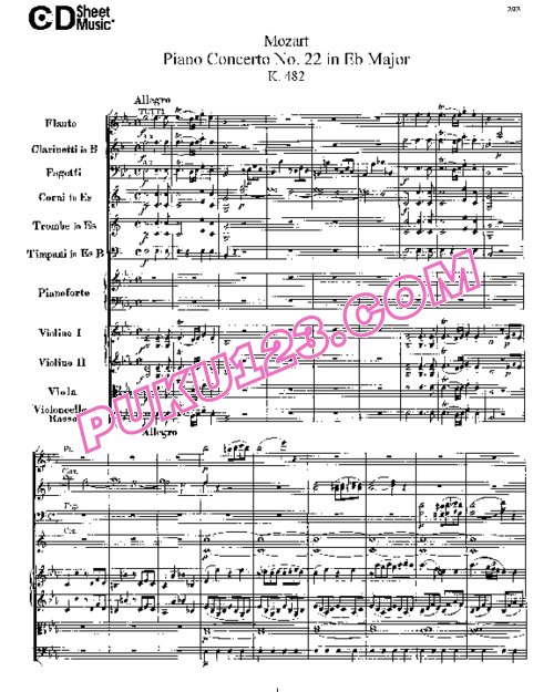 天天钢琴网-免费下载22.Mozart - Piano Concerto No.22 in Eb Major K.482 - Full Score