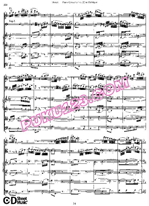 天天钢琴网-免费下载22.Mozart - Piano Concerto No.22 in Eb Major K.482 - Full Score