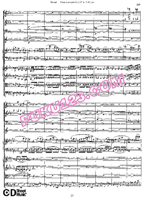 天天钢琴网-免费下载27.Mozart - Piano Concerto No.27 in Bb Major K.595 - Full Score
