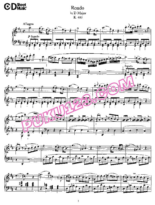 天天钢琴网-免费下载Mozart - KV 485 - Rondo D major