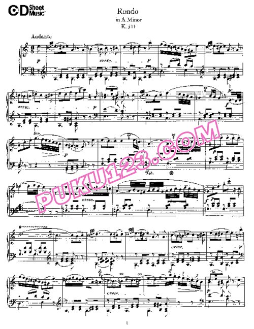 天天钢琴网-免费下载Mozart - KV 511 - Rondo A minor