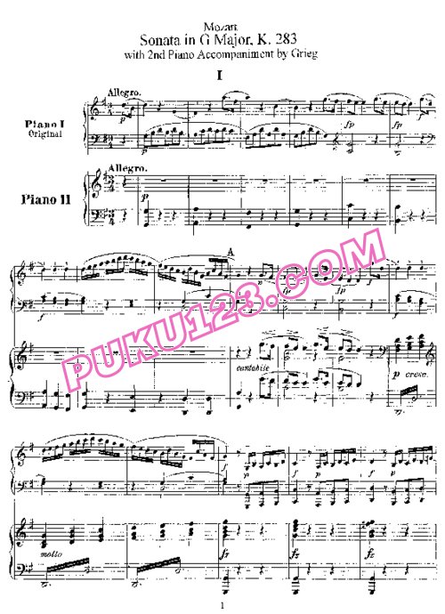 天天钢琴网-免费下载Mozart - Grieg - Piano Sonata in G Major K.283 - 2 Pianos