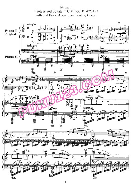 天天钢琴网-免费下载Mozart - Grieg - Piano Sonata in c Minor K.475,457 - 2 Pianos