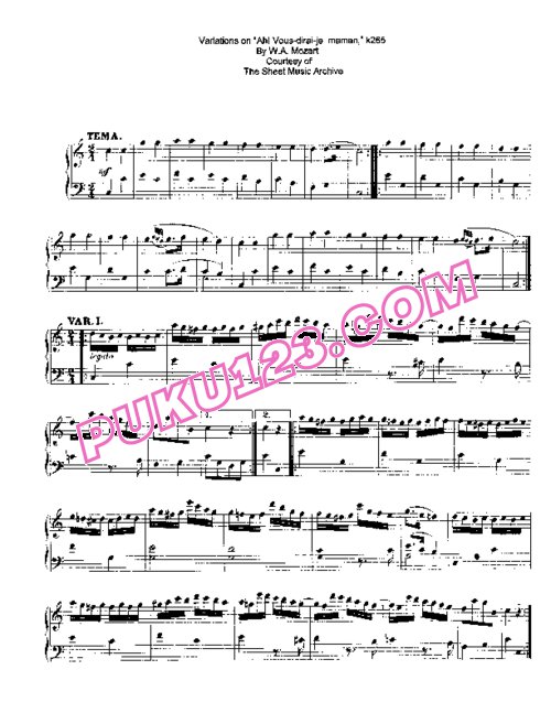天天钢琴网-免费下载Mozart - Variations on Ah!Vous-dirai-je,maman K.265