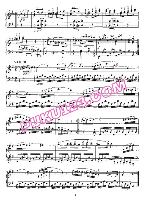 天天钢琴网-免费下载Mozart - Six Variations on Salieri s Mio caro Adone K.180
