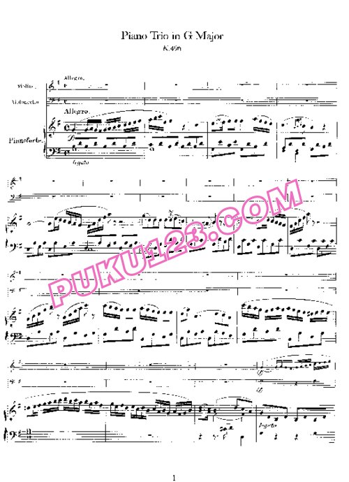天天钢琴网-免费下载01.Mozart - Piano Trio no.1 in G Major K.496