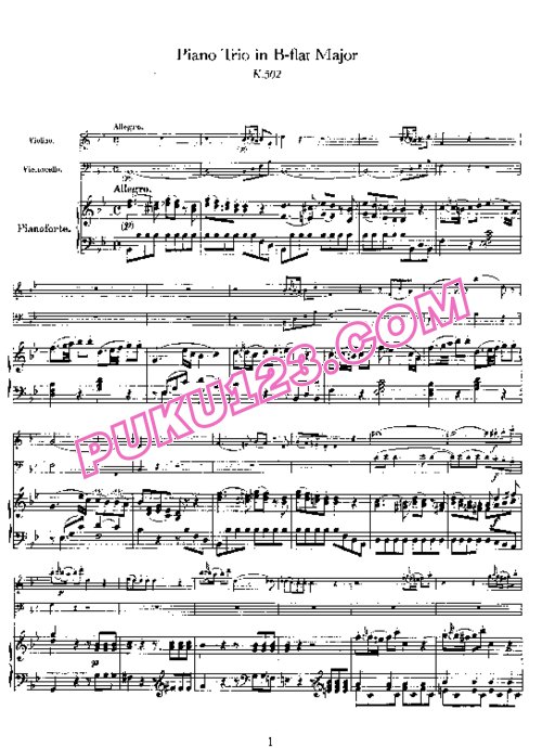 天天钢琴网-免费下载03.Mozart - Piano Trio no.3 in B-flat Major K.502