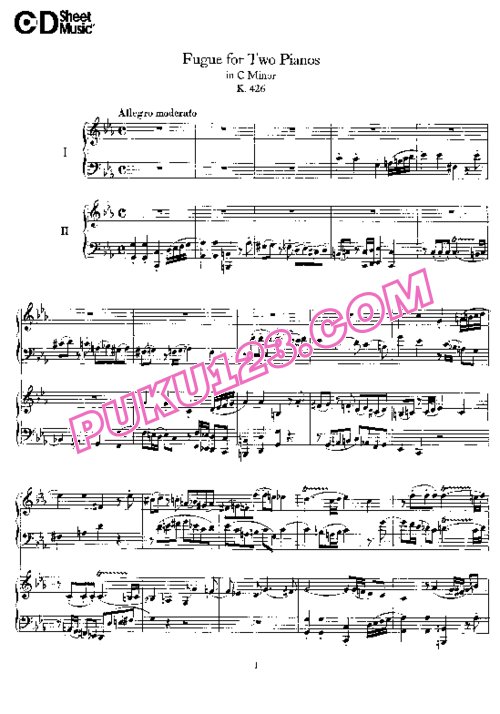 天天钢琴网-免费下载Mozart - Fugue in c Minor KV.426 - 2 Pianos