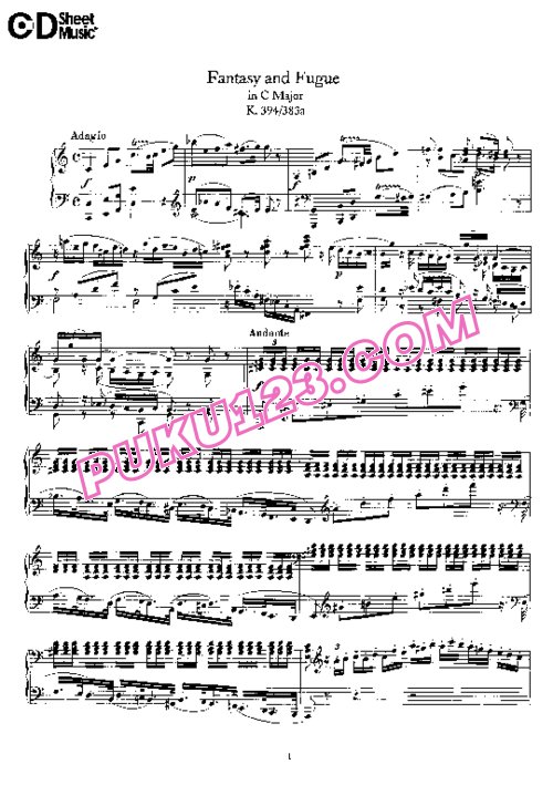 天天钢琴网-免费下载Mozart - Prelude and Fugue in C Major K.394,383a