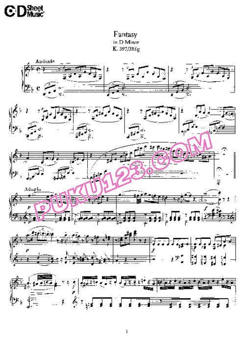 天天钢琴网-免费下载Mozart - Fantasy d minor KV.397,385g