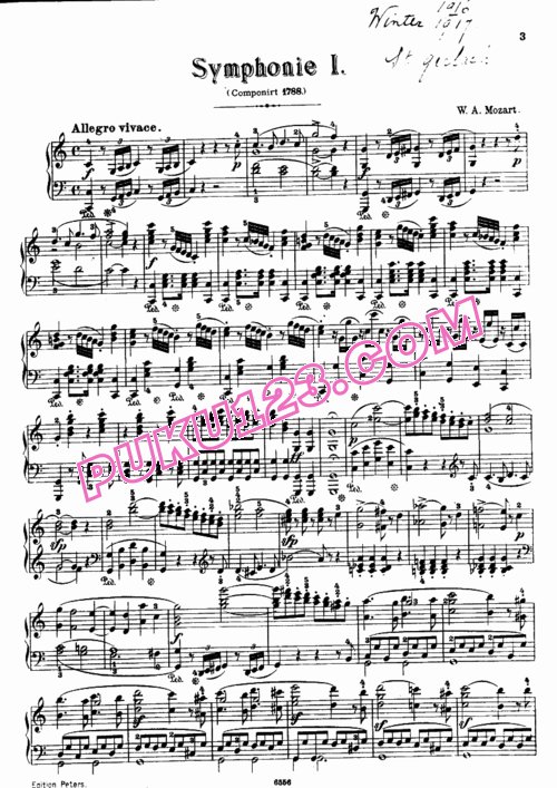 天天钢琴网-免费下载Mozart - Horn - Symphonie No.41 in C Major (Jupiter) K.551 霍恩改编钢琴独奏版