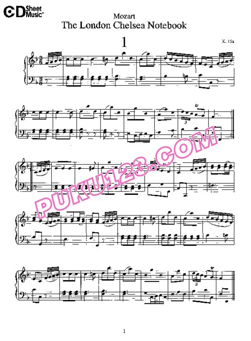 天天钢琴网-免费下载Mozart - The London Chelsea Notebook K.15