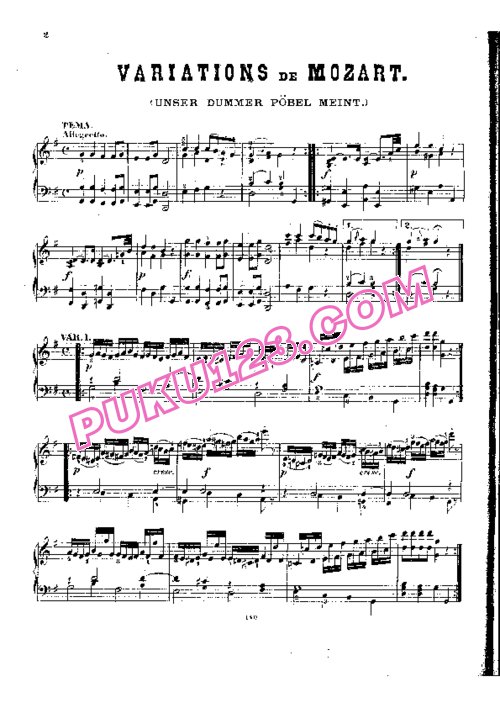 天天钢琴网-免费下载Mozart - Variations on Unser dummer Pobel meint in G Major K.455