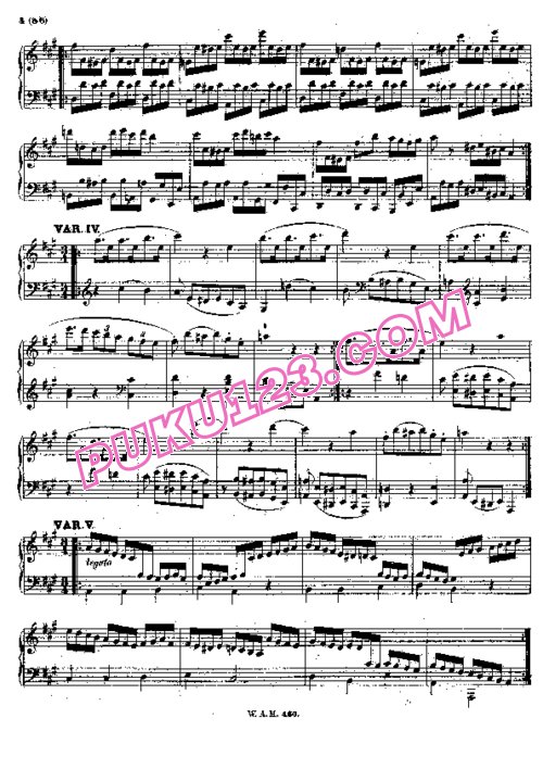天天钢琴网-免费下载Mozart - Variations on Come un agnello in A Major K.460.454a