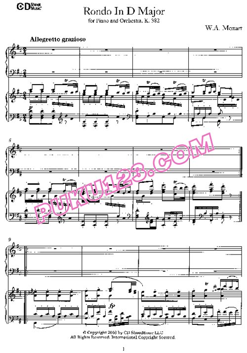 天天钢琴网-免费下载Mozart - Piano Concerto No.28, Rondo in D Major K.382 - 2 Pianos 双钢琴版