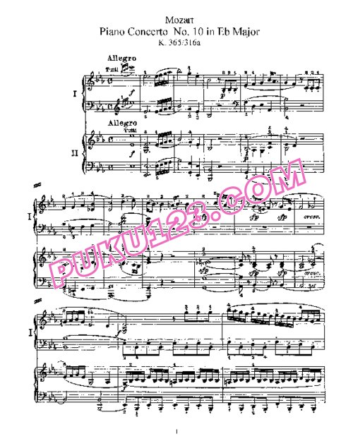 天天钢琴网-免费下载Mozart - Concerto no 10 K 365 - 316a - 2 Piano