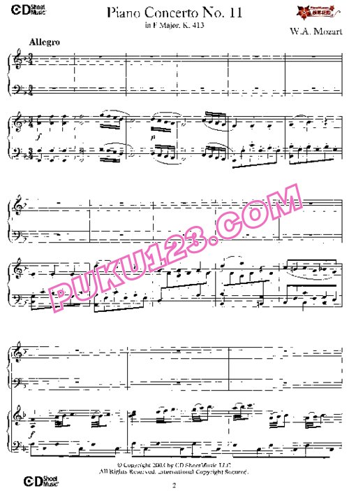 天天钢琴网-免费下载Mozart - Concerto no 11 K 413 - 2 Piano(另外一版)