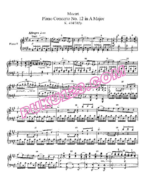 天天钢琴网-免费下载Mozart - Concerto no 12 K 414 - 385p - 2 Piano