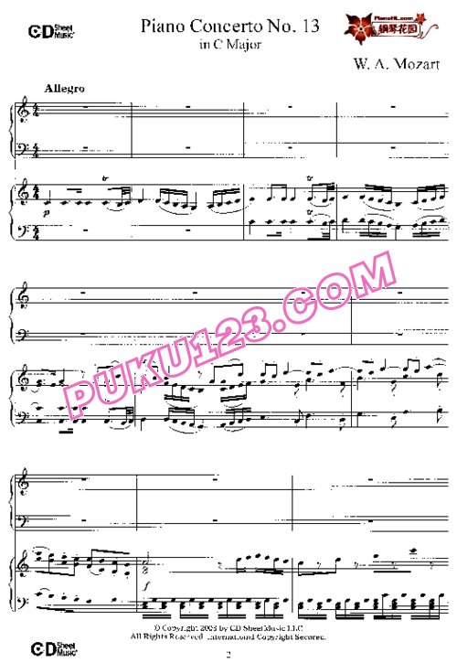 天天钢琴网-免费下载Mozart - Concerto no 13 K 415 - 2 Piano(另一版本)