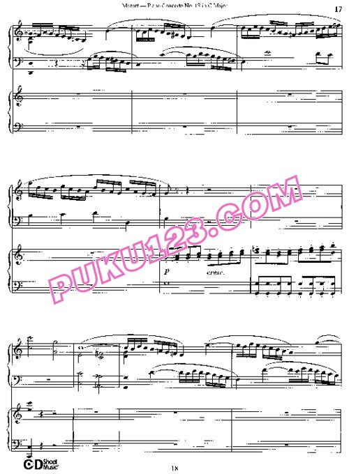 天天钢琴网-免费下载Mozart - Concerto no 13 K 415 - 2 Piano(另一版本)
