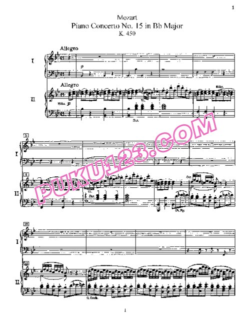 天天钢琴网-免费下载Mozart - Concerto no 15 K 450 - 2 Piano