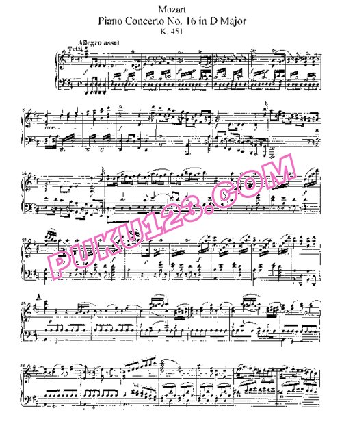 天天钢琴网-免费下载Mozart - Concerto no 16 K 451 - Solo