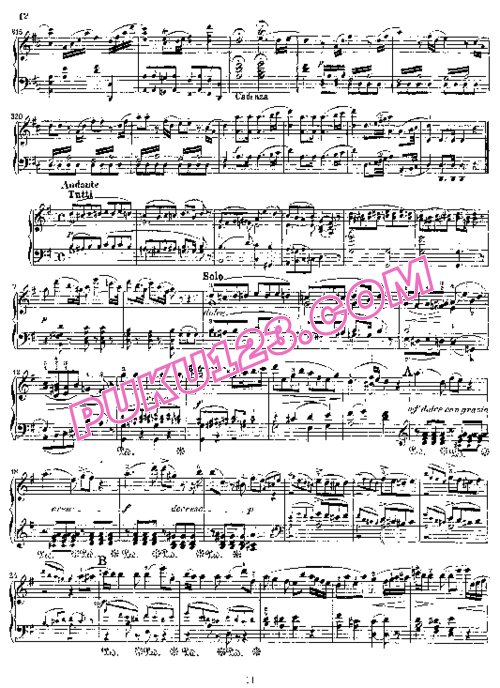 天天钢琴网-免费下载Mozart - Concerto no 16 K 451 - Solo