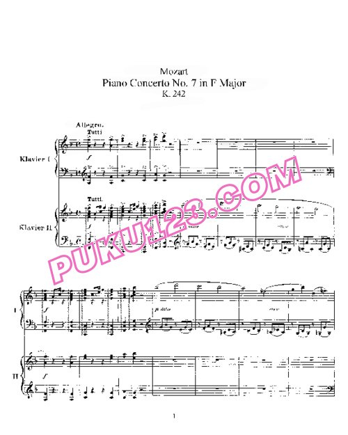 天天钢琴网-免费下载Mozart - Concerto no 7 K 242 - 2 Piano