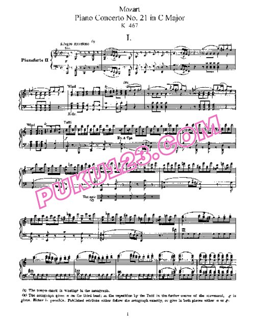 天天钢琴网-免费下载Mozart - Piano Concerto no 21 in C major K 467 - 2 Piano