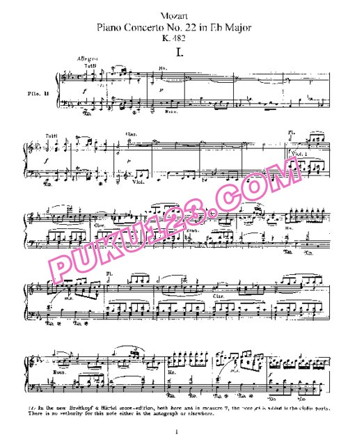 天天钢琴网-免费下载Mozart - Piano Concerto no 22 in E flat major K 482 - 2 Piano